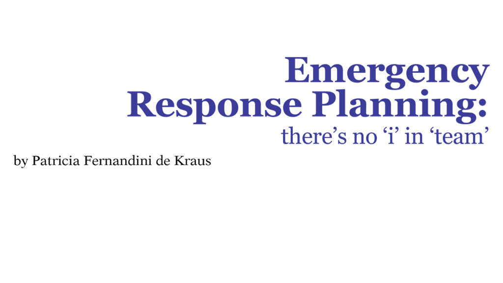 Emergency Response Planning: there’s no ‘i’ in ‘team’