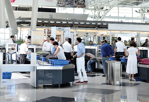 Security checkpoint at the Francisco Sá Carneiro Airport in Porto, Portugal.